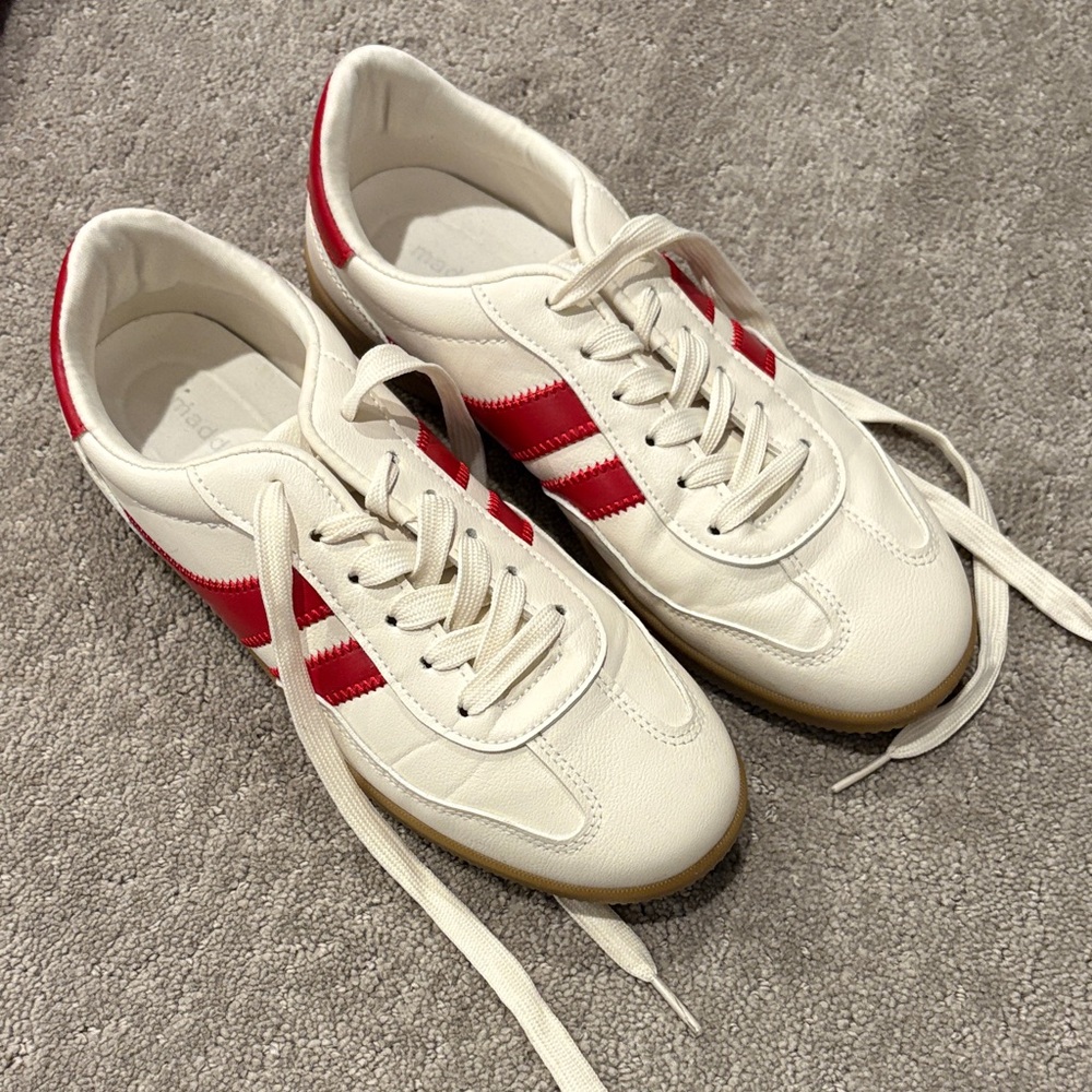 Madden Girl White Sneakers with Red Accents